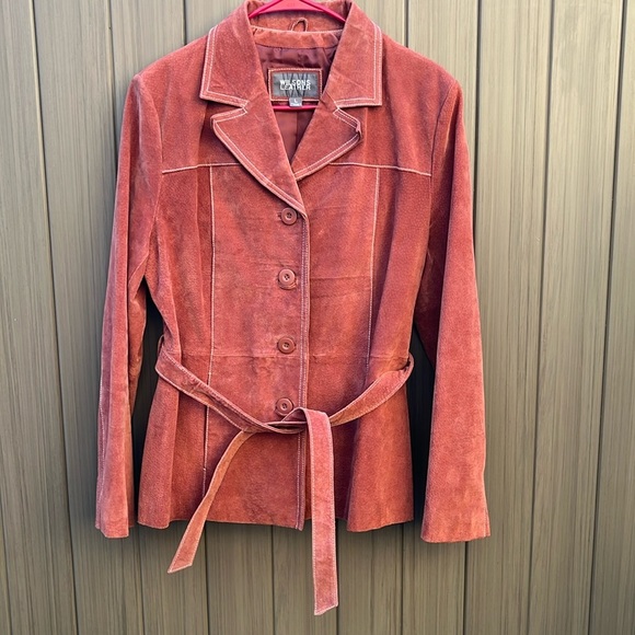 Wilsons Leather Genuine Leather Women’s Jacket Large Belted Button Front Rodeo - Picture 2 of 13